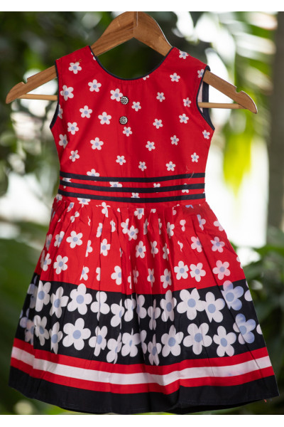 Flower Printed Cotton Kids Dress (KR1193)